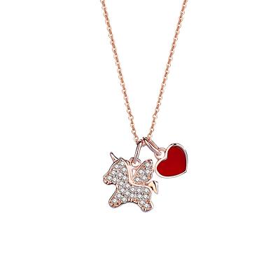 China New Cute Unicorn Love Necklace Female 925 Sterling Silver Simple Fashion Clavicle Chain Niche Pendant for sale