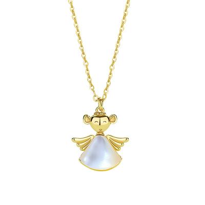 China Cute Best Selling New Style Little Angel Necklace Simple Sterling Silver Niche Girl Pendant Rose Gold for sale