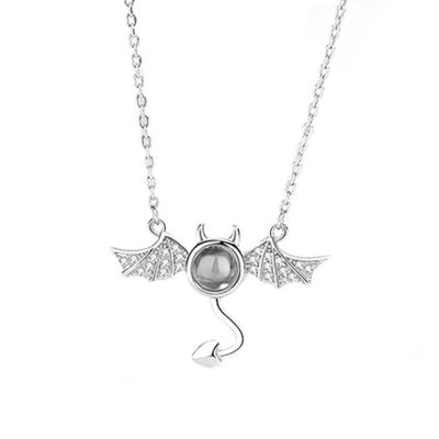 China Cute 925 Sterling Silver Little Devil Necklace I love you 100 languages ​​gift for sale