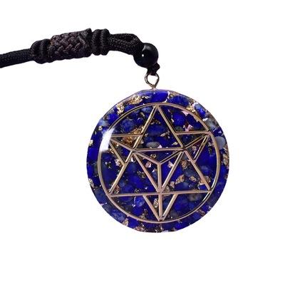 China Hot Selling Donghai Ogan Pendant Natural Lapis Lazuli Crystal Seven Chakra Gold Foil Pendant for sale