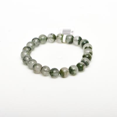 China Polished Natural Stone Green Healing Energy Ghost Gemstone Bead Stretch Bracelet for sale