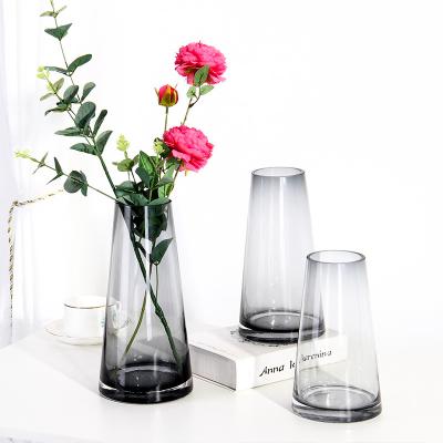 China Wholesale Minimalistic Household Living Room Green Gold Smoky Gray Vase in Flower Arrangement Simple Rich Bamboo Vase Decoration for sale