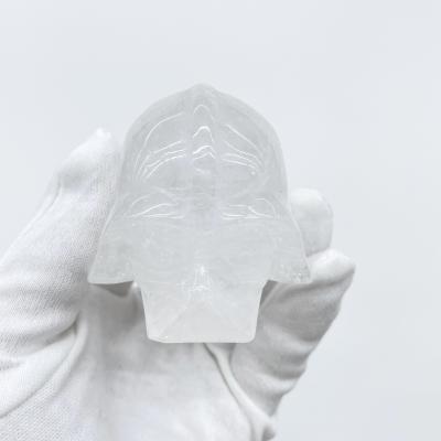 China China wholesale natural hand carved Crystal White Crystal Skulls fengshui Darth Vader stone healing for decoration and gifts for sale