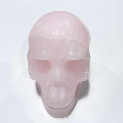 China China fengshui high quality natural crystal powder skull crystal stone healing pink crystal skulls for decoration gifts for sale