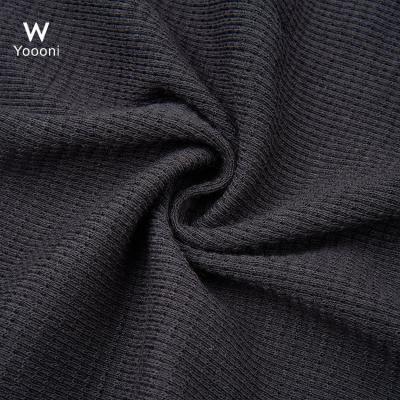 China 250g Pill Jacquards Waffle Weave Bilateral Interlocking Knit Fabric Cotton For Womens Mens t s Long Sleeve for sale