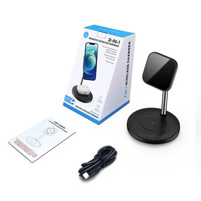 China Earphone 2022 New 2 in 1 Magnetic 20W Qi Wireless Charger Stand Fast Charging for iPhone/Mini Airpods Pro Watch for sale