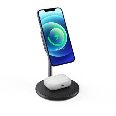 China New Color 2in1 Earphone Fast Charger 15W Wireless Charger Stand Multifuncion Magnet Station For Phonefor Airpods for sale