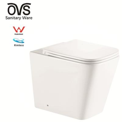 China Dual-Flush OVS Watermark Australia High Quality WC Water Closet Floor Standing Ceramic Bathroom Rimless Flush Toilet for sale