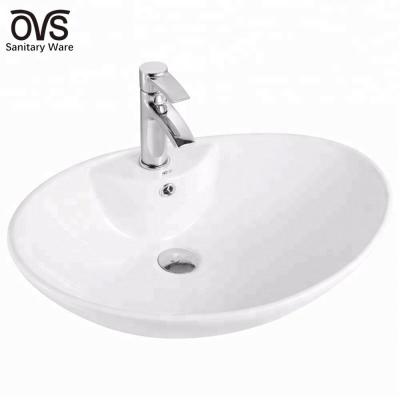 China Modern OVS Special design ceramic top mounted sanitary ware wash sink bathroom art basin for sale