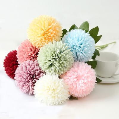 China A49 hot sale dandelion small ball chrysanthemum ball real touch artificial flower wedding silk ping pong bouqet wedding indoor decoration for sale