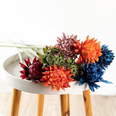 China F116 2020/2021 Environmental Protection Green Bestsellers 57CM Artificial Thistle Echinops Colorfast Dry Globe Thistle For Wedding Home Decorative Flowers for sale