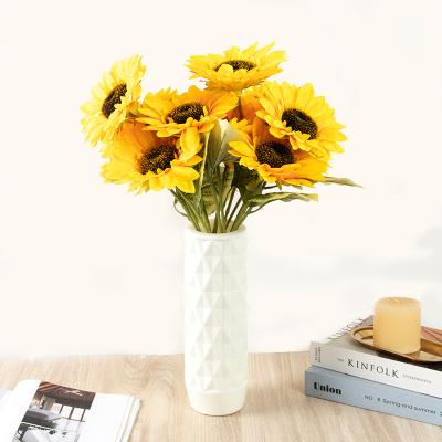 China 7 Fork Home Plant Deco K60 Sunflower Artificial Flower Home Large Baby Silk Artificial Flower Decorative High Quality Artificial Breath for sale