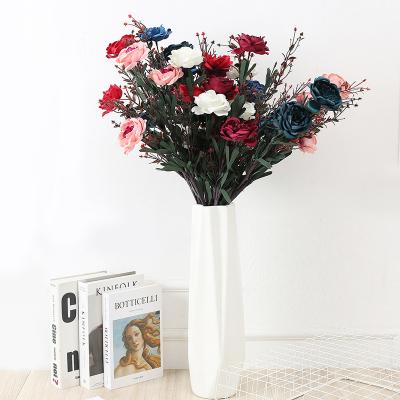 China Designs D227 Popular Fake Flowers Vintage Products New Design Rose Home Decor Wedding Artificial Flower Peony Silk Flowers for sale