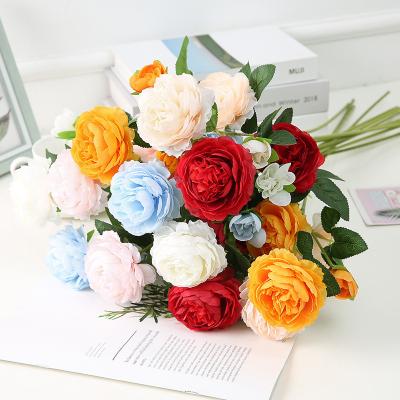 China Durable H61 artificial flower wedding table decor silk flower living room fakeflowers decoration flowers bouquet gifts for sale