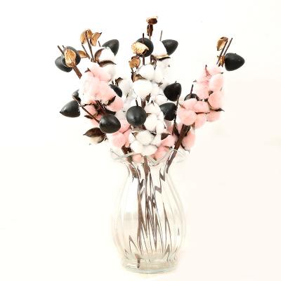 China Flower Home Deco D133 Artificial Decorative Dry Flowers 5 Stems Main Decoration Artificial Cotton Picks Cotton Floral Flowers For Arrangements Home Decor for sale