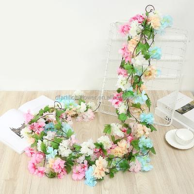 China Wholesale High Quality Rose Madder Pink White Silk Cherry Blossom Wedding Decoration Europe B37 Factory Supply Amazon Hanging Vine for sale