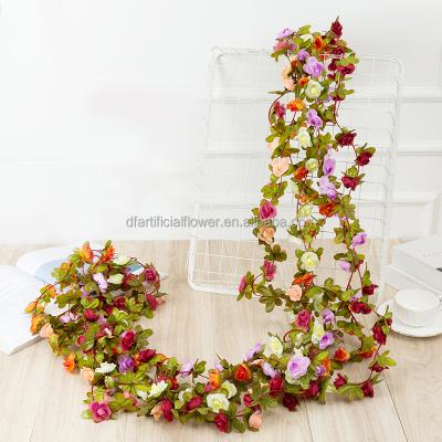 China B51 Silk Cloth Artificial Flower Vines Leaves Hanging Flower Winding Rose Vine Simulation Autumn Peony Flower Vine Party Home Garden for sale