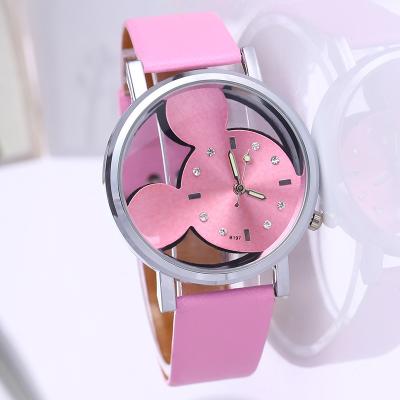 China Simple classic cartoon luxury transparent hollow ladies watch leather students children watch reloj for sale