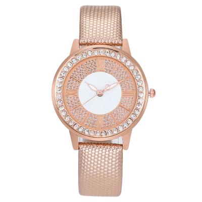 China 2021 new trend diamond sky diamond face lady simple casual simple quartz starry leather watch student wristwatch reloj for sale