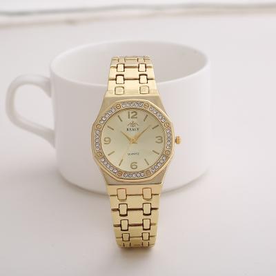 China New Women's and Men's Diamond Watch Quartz Stainless Steel Luxury Digital Octagonal Casual Gold Watch for sale