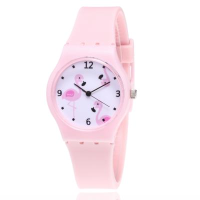 China Fashion\Casual Student Watch Luxury Popular Trendy Dress Children's Silicone Flamingo Pattern Ladies Quartz Watch Reloj for sale