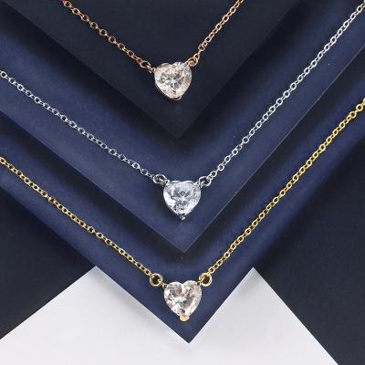 China Real Love Lacie Heart Shaped Inlay AAAAA Zircon Pendant Necklace 18K Gold Plated Custom TRENDY Custom For Women Jewelry for sale