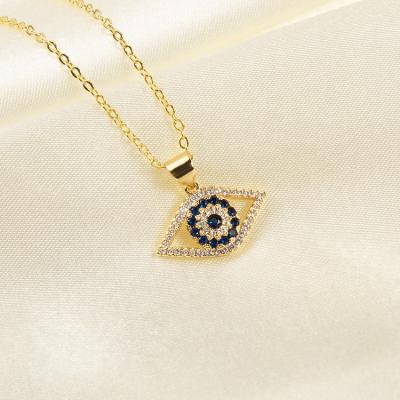 China FASHIONABLE Classic Cute Inlay Micro Zircon Design Brass 18k Gold Plated Evil Eye Charm Choker Pendant Necklace For Women Jewelry for sale