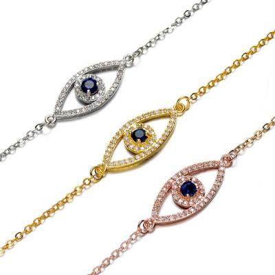 China FASHIONABLE hot design brass gold plated micro inlay shiny zircon charm evil eye adjustable anklets bracelets for women for sale