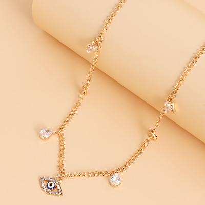 China Fashion Fashion Hot Selling Devil's Eye Jewelry Alloy Micro Devil's Eye Rhinestones Pendant Necklace For Women for sale