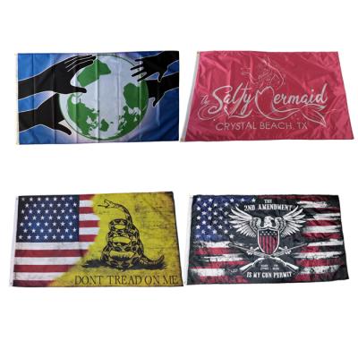 China 100% Polyester / Knitted Polyester / Spot Factory Directly Made Wholesales Outdoor 100% Full Color Racking Silk Screen Printed Any Logo Advertising 2x3 4x6 3x5 Custom Flags for sale