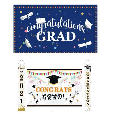 China 2021 Grad Indoor Outdoor Hanging Full Color Hanging Banner Custom Digital Printing Graduation Celebration Congratulations Banners for sale