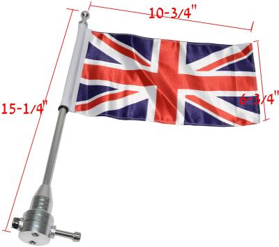 China Other Easy To Assemble Double Sided Cheap Black And Silver Metal Satin Printing Polyester UK Flag Pole Rod For Motorcycle for sale