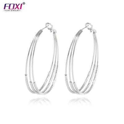 China Foxi Design Fashion Jewelry New Three Ring TRENDY Shape Smooth Charm Women's Gold Plated Silver Earrings for sale