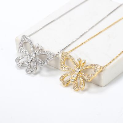 China FASHIONABLE White Zircon Pendant Butterfly Charm Goddess Pendant Necklace for sale