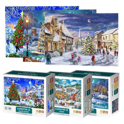 China DIY TOY Amazon 1000 Piece Christmas Village PACK Gifts for Kids Adults Puzzle Games for sale