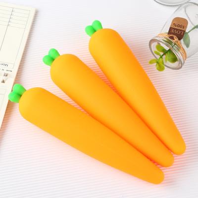 China Schools & Large Radish Offices Silicone Kawai Red Fruit Zipper Sustainable Pencil Case For Boys for sale