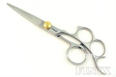 China Hairdressing Scissors Special Design Three Finger Holes Handle Hairdressing Scissors for sale