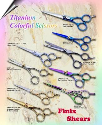 China Thinning Scissors Quality Fashion Design Rainbow Titanium Hairdressing Supplies for sale