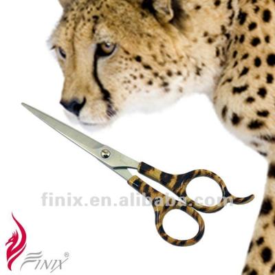 China Hairdressing scissors manufacturer of CHEETAH texture ABS plastic handle hairdressing scissors for sale