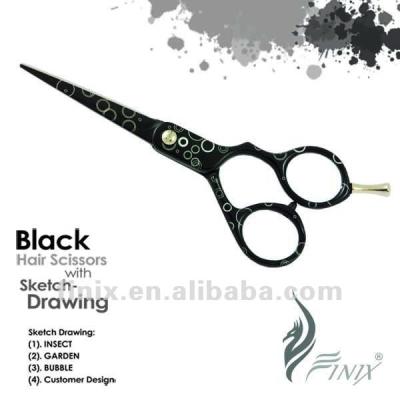 China Tattoo Thinner Scissors (Engranving) Styling Bubble Tattoo Hair Cutting Scissors for sale