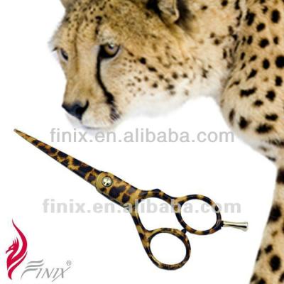 China Japanese Hairdressing Scissors Stainless Steel Blade Cheetah Texture Tattoos for sale