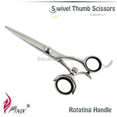 China Hairdressing Scissors Ergonomic Swivel Thumb Rings Double Hair Scissors for sale