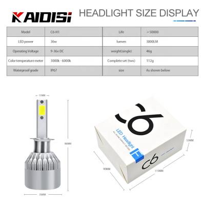 China auto led light c6 h11 h4 h7 headlight 12v 24v 36w c6 led headlight car led lights for SUV ATV universal for sale