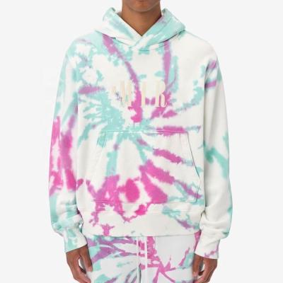 China High Quality Custom Handmade Anti-wrinkle OEM Tie Dye 460G Brushed Terry Hoodie Streetwear Hoodie for sale