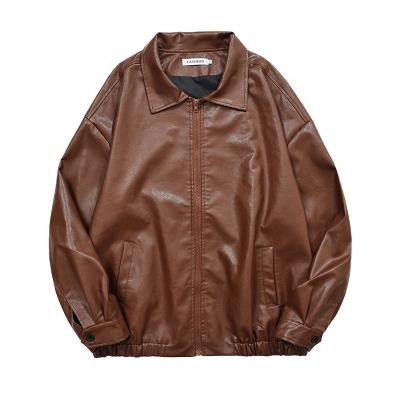 China Men's Breathable Large Size Jacket OEM PU Leather Jacket Autumn Installation Car Retro Loose Casual Coat for sale