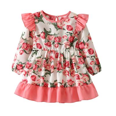 China Antibacterial Girls Dress Children's Skirt Flower Print Dress For Baby With Soft Fabric for sale