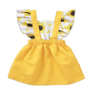 China New Arrival Sustainable Summer Girls Dress Lovely Flower Printed Dress For Kids for sale