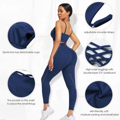 China OEM Antibacterial Fitness Clothing Active Wear Yoga Pants Cultivate Top and High-impact Sports Bra Women Yoga Set Wholesale for sale