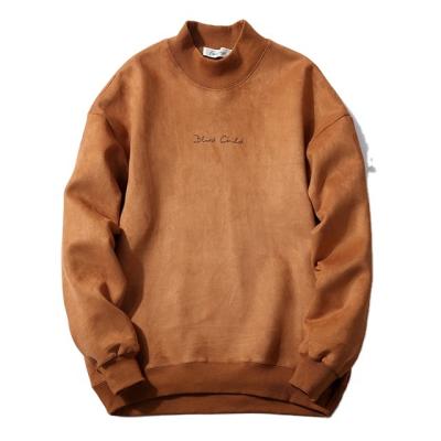 China OEM custom anti-pilling men's crew neck print embroidery suede sweatshirt pullover for sale