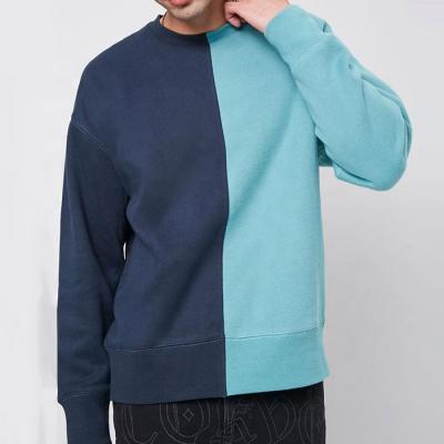 China Custom Anti-Wrinkle OEM Crewneck Men Color Block Plain Blank Sweatshirt for sale